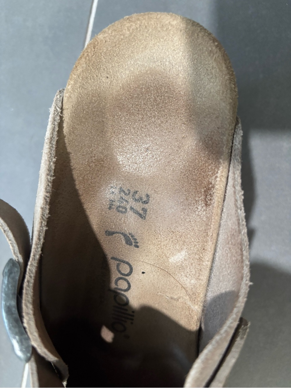 Birkenstock Papillio Taupe Suede Wedge Clogs with Buckle - Picture 4 of 5